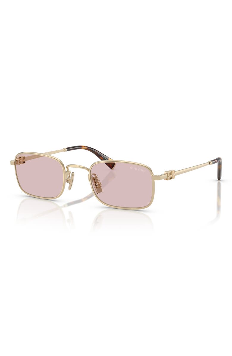 Miu Miu 49mm Rectangular Sunglasses, Alternate, color, Pale Gold / Pink