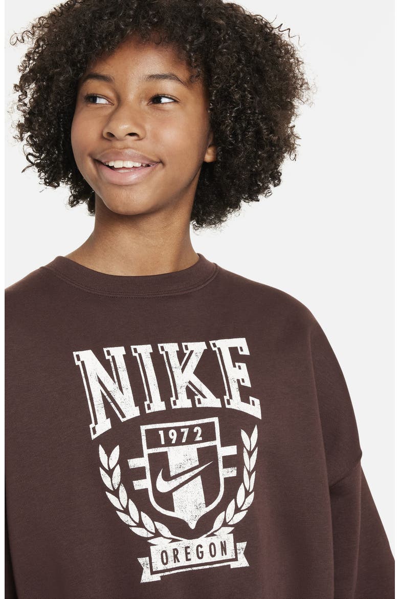 Kids' Sportswear Fleece Crewneck Sweatshirt, Alternate, color, EARTH