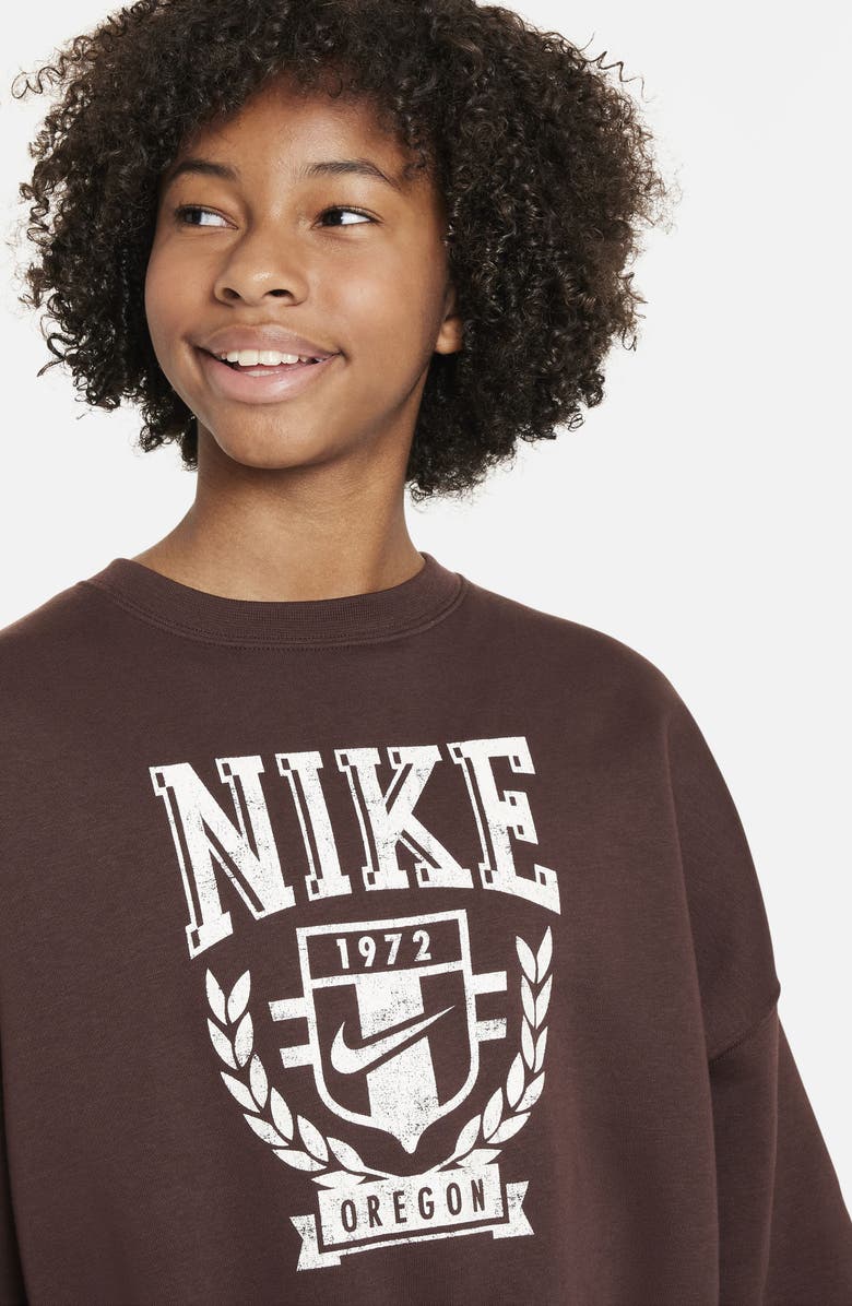 Nike Kids' Sportswear Fleece Crewneck Sweatshirt, Alternate, color, Earth