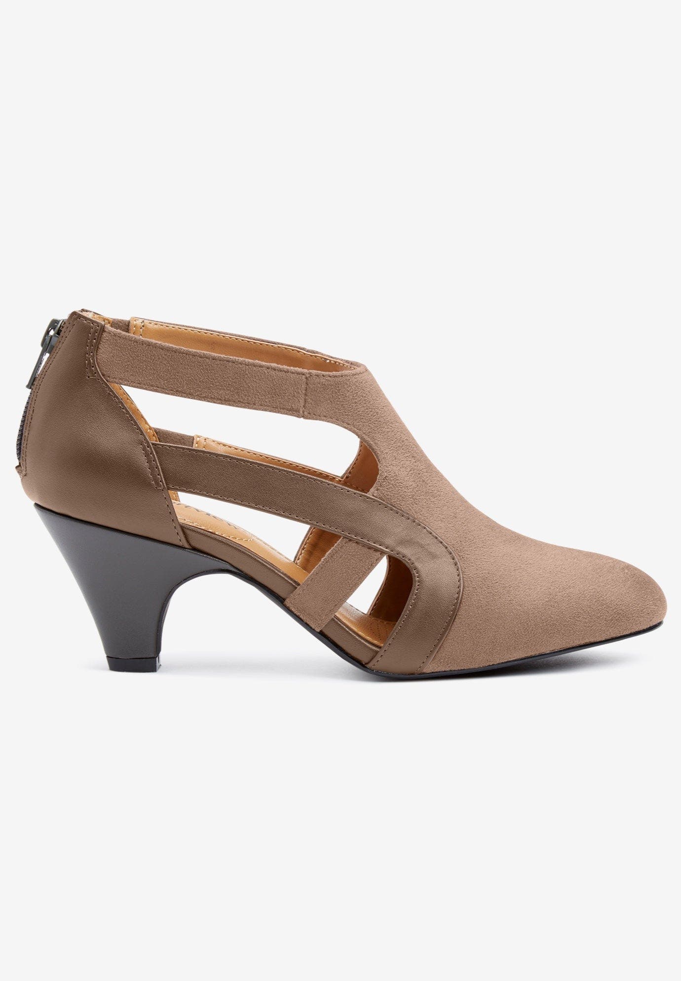 The Sage Suede Like Shootie Pump, Alternate, color, DARK TAUPE