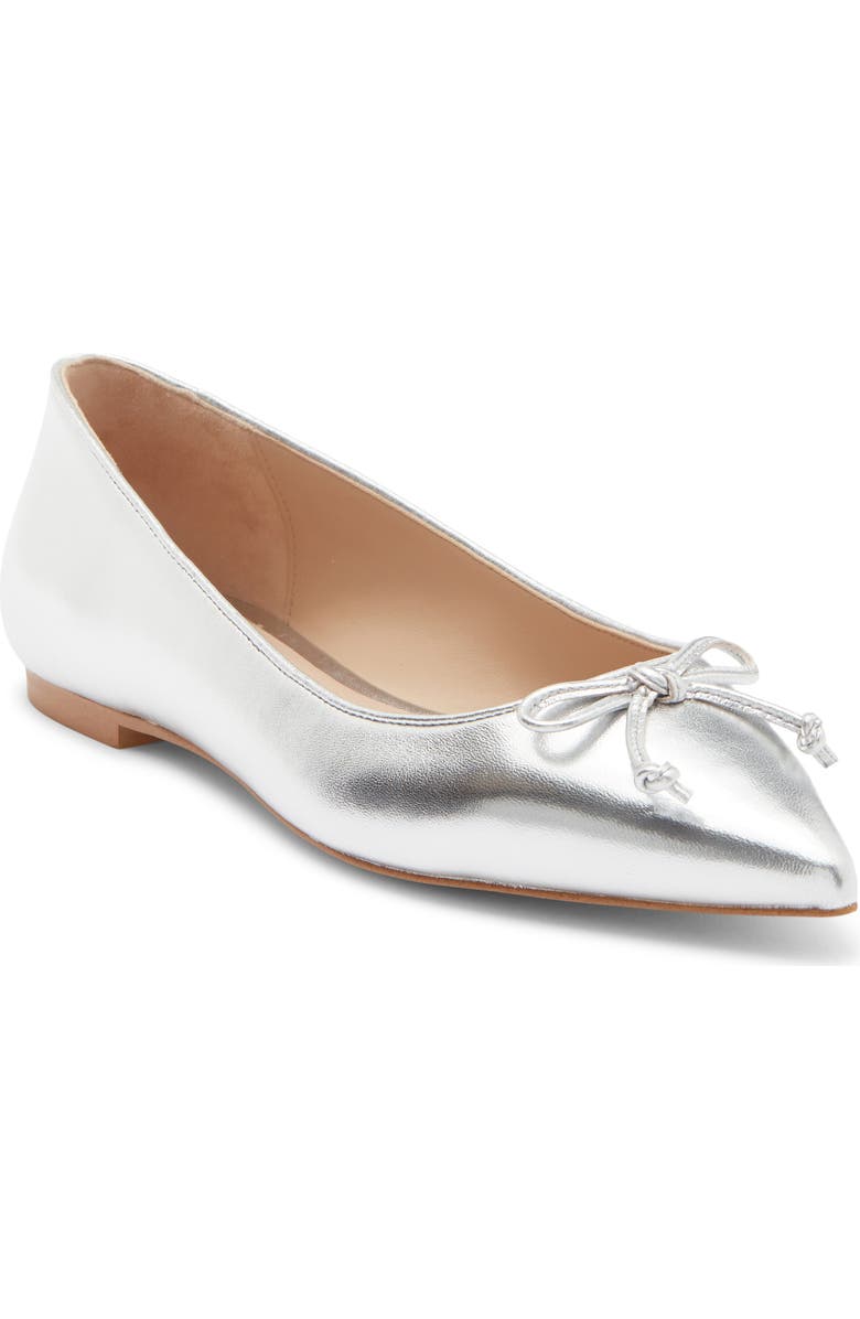 Stuart Weitzman Gabby Bow Flat, Main, color, Silver