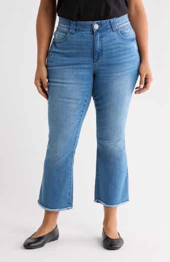 Itty Bitty Flare Frayed Hem Crop Jeans