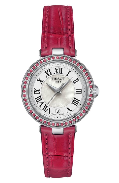 Bellissima Topaz Leather Strap Watch, 26mm