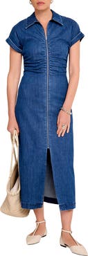 MINT VELVET Denim Classic Collar Midi Dress