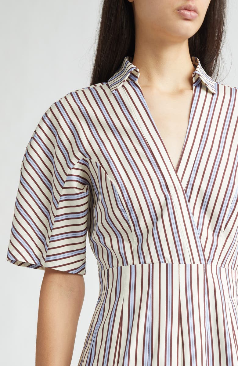 Lela Rose Stripe Cotton Dress, Alternate, color, Cream Multi