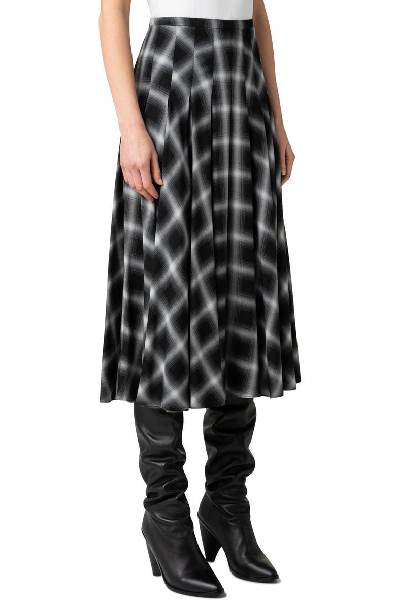Akris punto Plaid Pleated Midi Skirt, Alternate, color, 