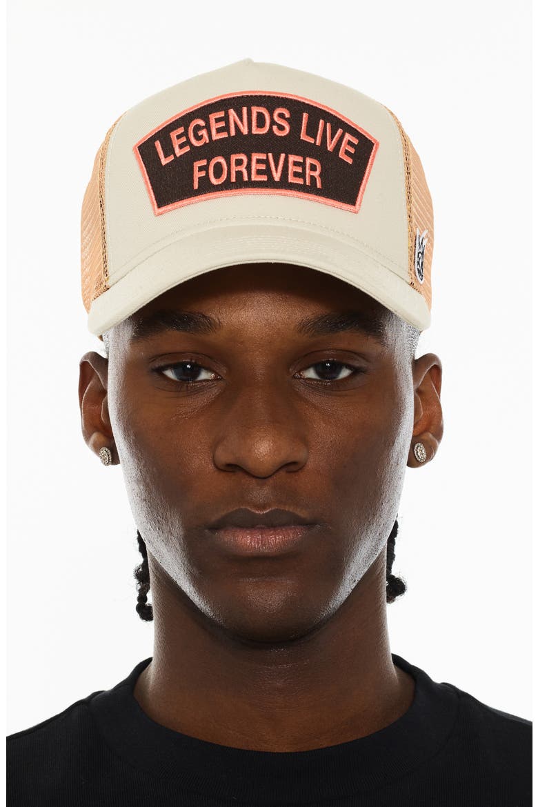 Legends Mesh Back Trucker Hat, Main, color, WHITE SWAN