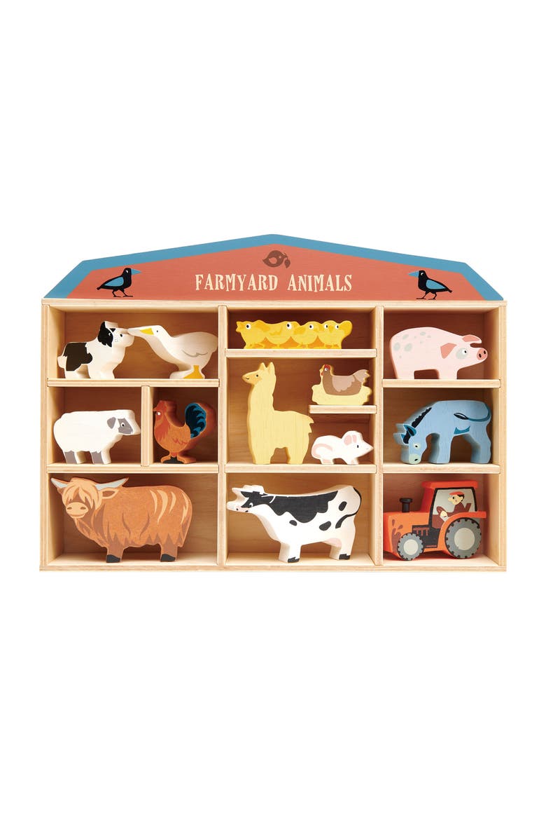 Farmyard Animals Wooden Playset, Main, color, MULTI