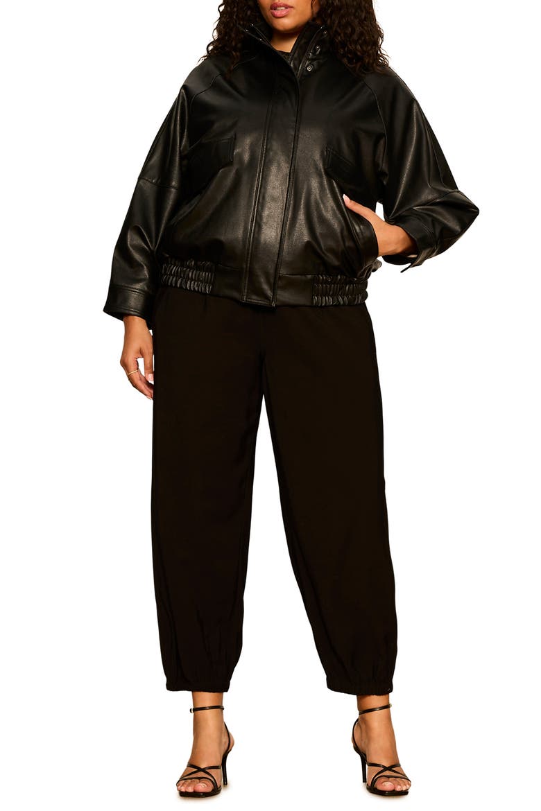 Alana Faux Leather Jacket, Alternate, color, BLACK
