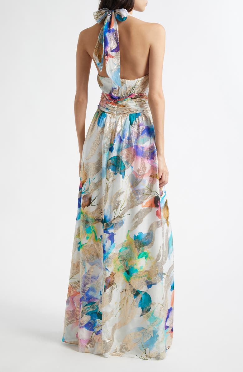 Ramy Brook Stefanie Metallic Plunge Gown, Alternate, color, 