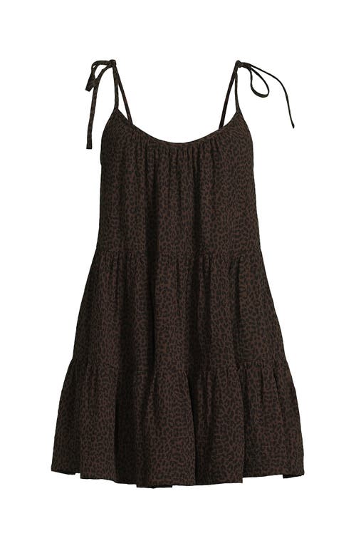 Lands' End Cotton Gauze Metallic Tiered Mini Cover-up Dress In Brown