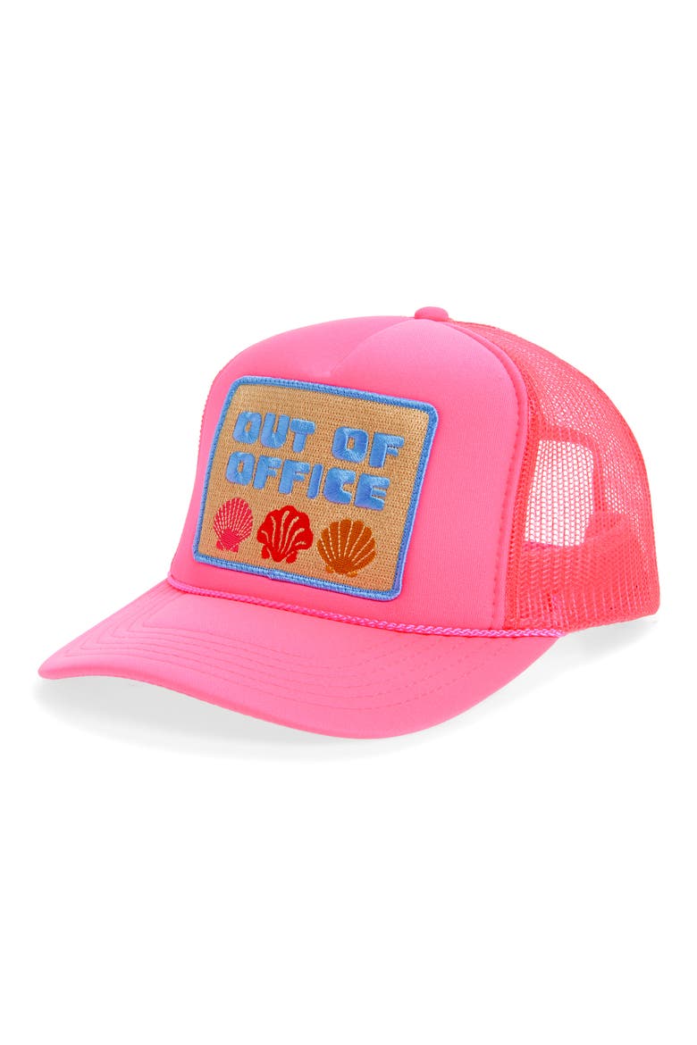 Out of Office Trucker Hat, Main, color, PINK