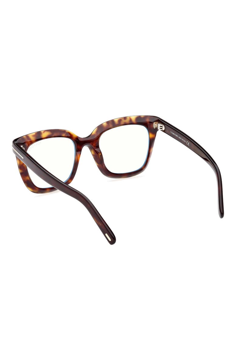51mm Square Blue Light Blocking Glasses, Alternate, color, DARK HAVANA