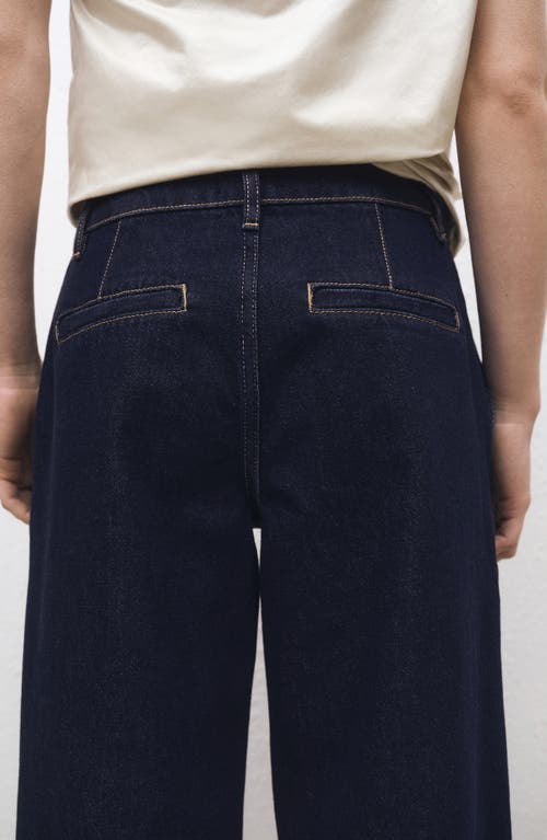 Shop Mango Pleated Wide Leg Jeans In Open Blue