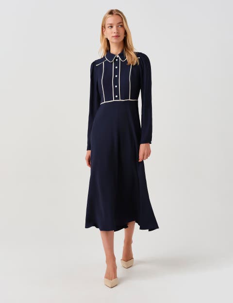 Alberta Contrast Piping Midi Dress