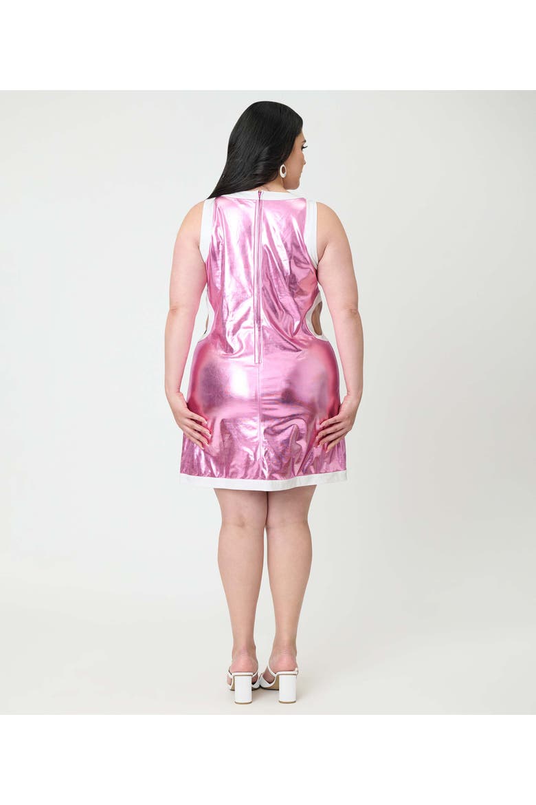 Plus Size Cutout Shift Dress, Alternate, color, Pink Metallic