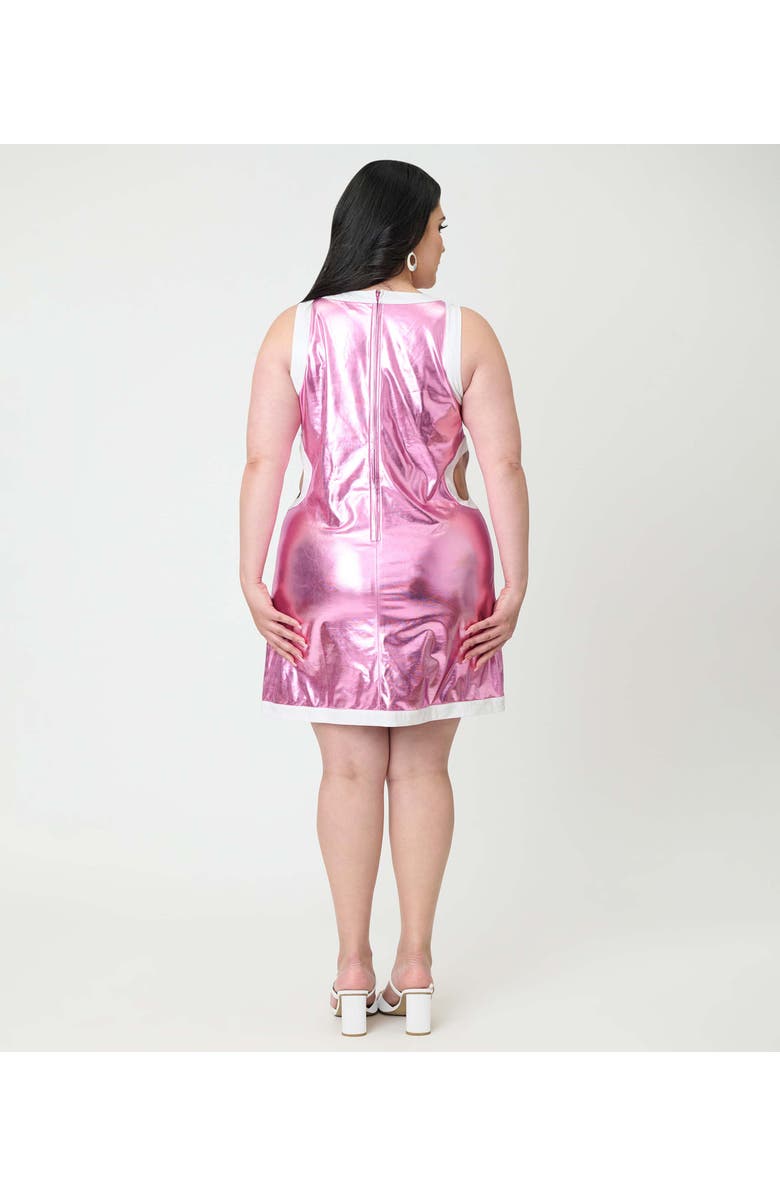 Smak Parlour Plus Size Cutout Shift Dress, Alternate, color, Pink Metallic