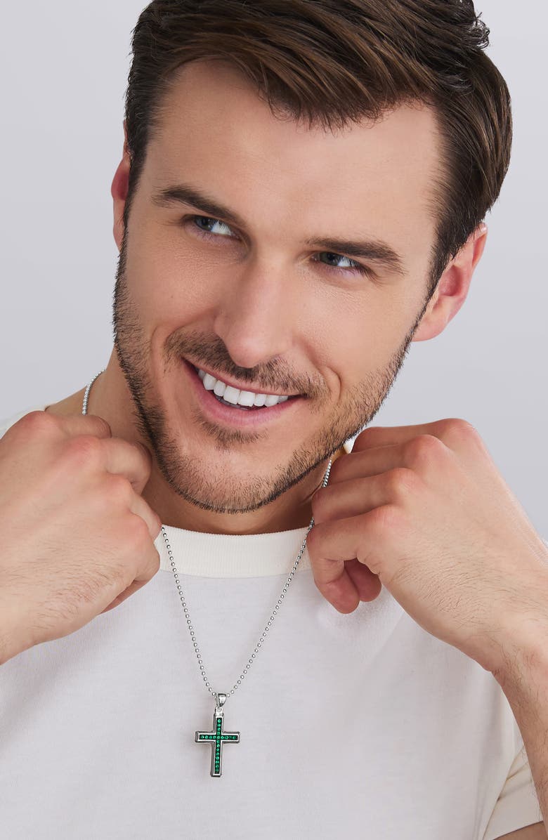 LAGOS Men's Anthem Cross Pendant, Alternate, color, Emerald