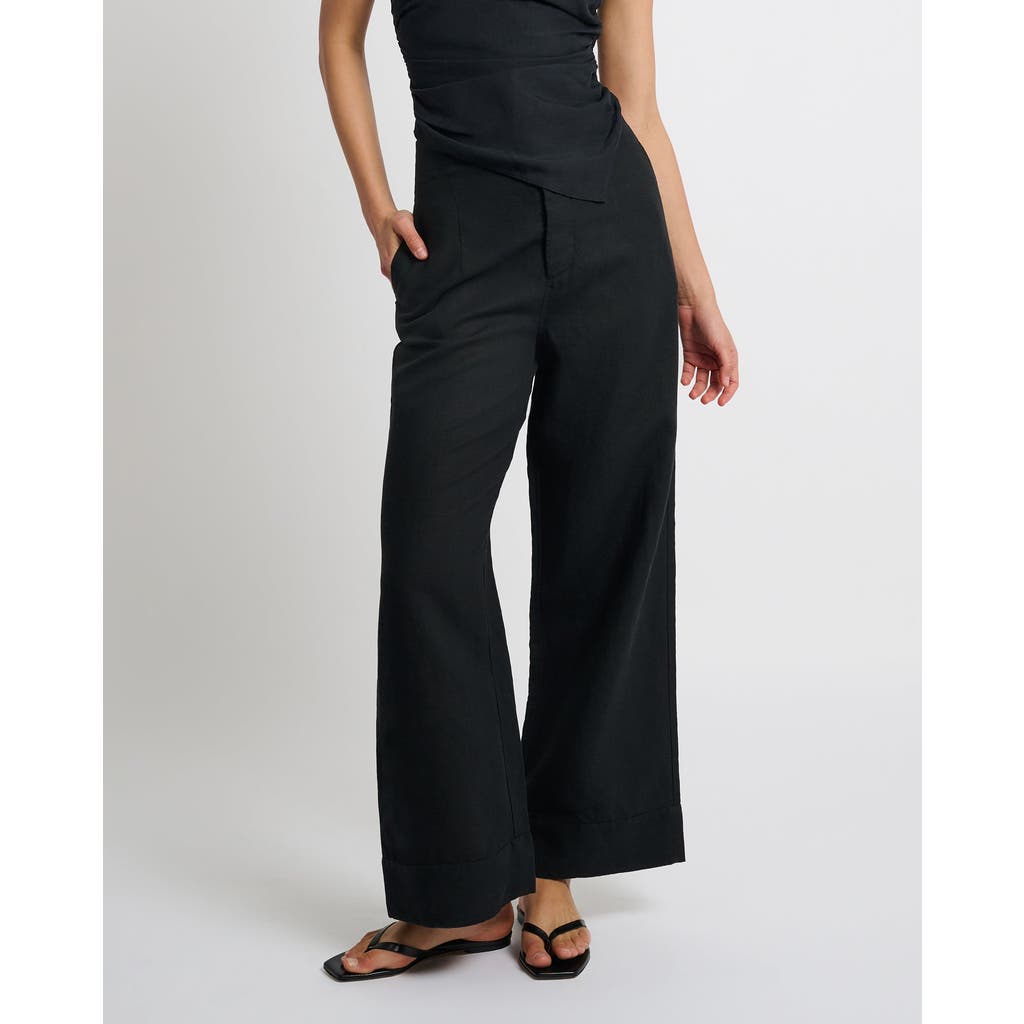Shop Onia Air Linen Paperbag Trouser In Black