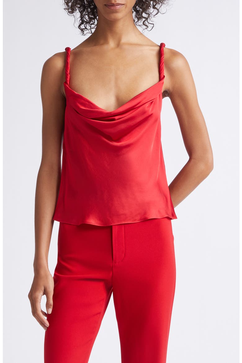 Monique Twist Strap Cowl Neck Shell, Main, color, HIBISCUS