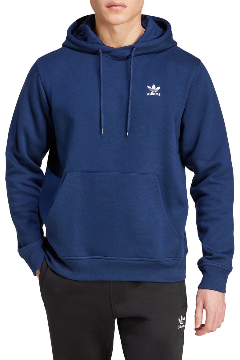 Trefoil Essentials Hoodie, Main, color, NIGHT INDIGO