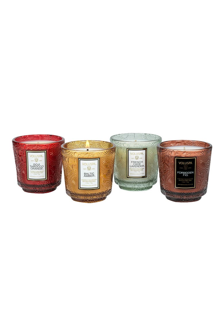 Japonica Set of 4 Mini Pedestal Candles, Alternate, color, PEDESTAL 4 SET