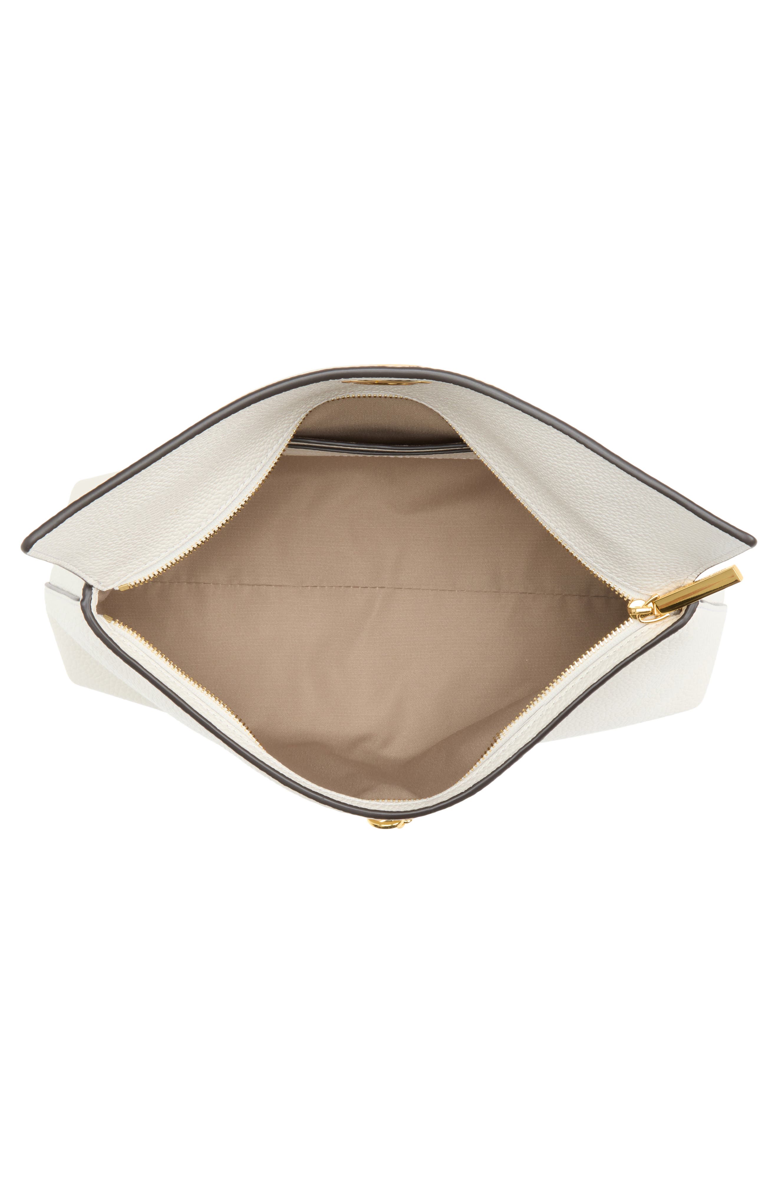 Veronica Beard Anchor Leather Clutch, Alternate, color, Off White