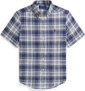 Polo Ralph Lauren Kids' Plaid Short Sleeve Linen Button-Down Shirt