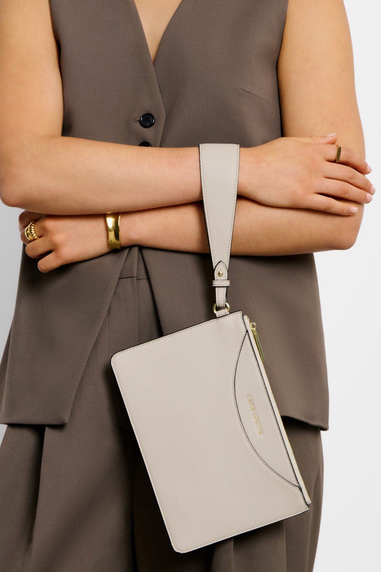 Katie Loxton Alba Wristlet Pouch in Oyster, Alternate, color, Oyster