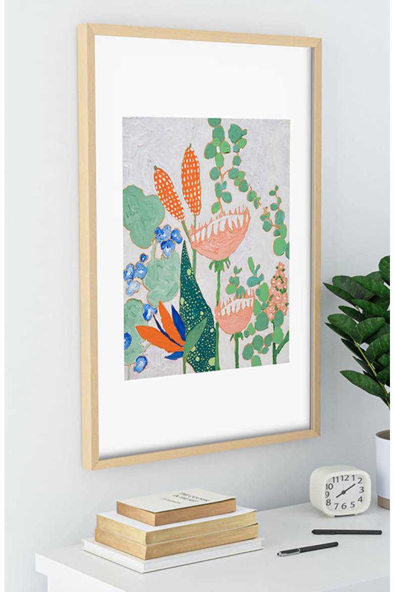 Protea & Birds of Paradise Framed Art Print, Alternate, color, GREEN