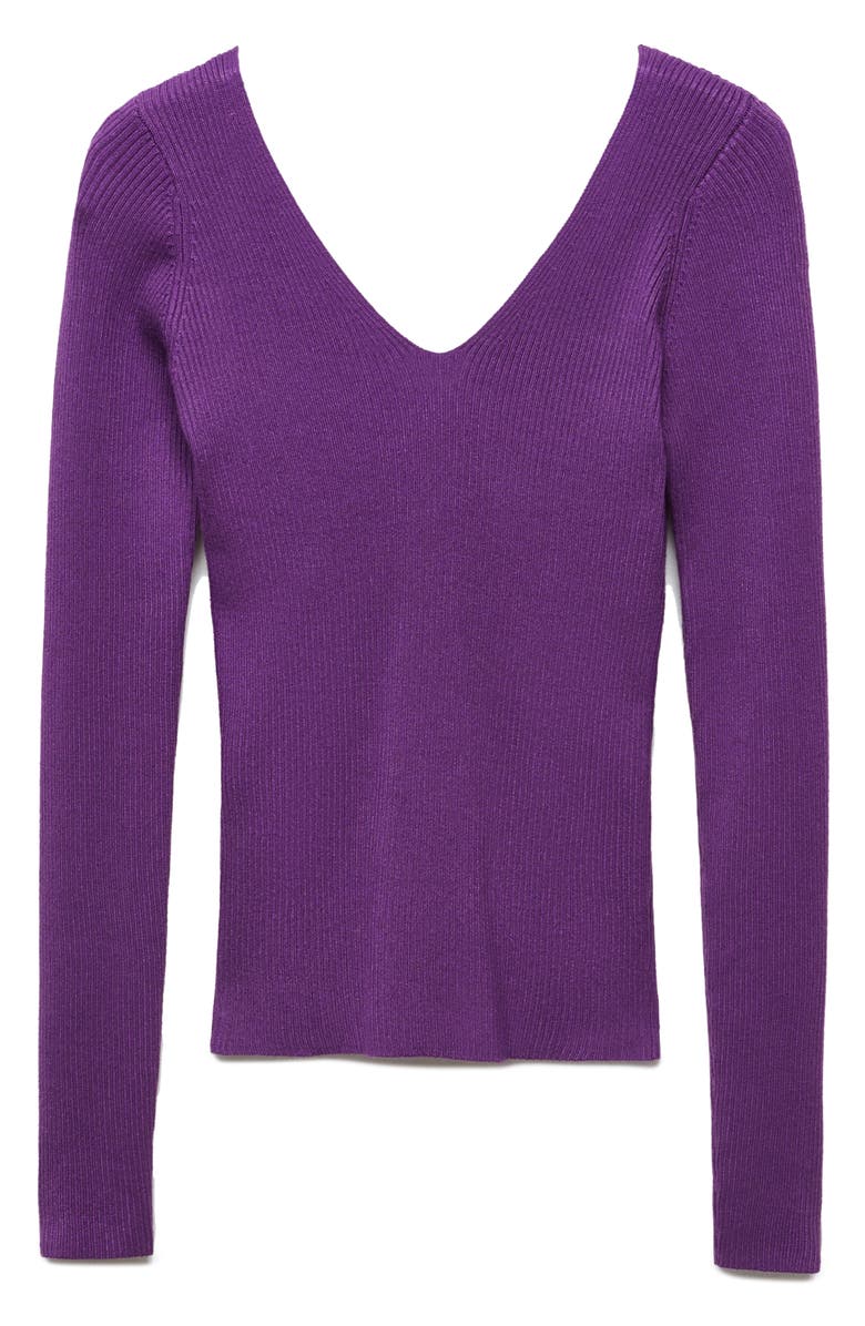 MANGO V-Neck Rib Crop Sweater, Alternate, color, 