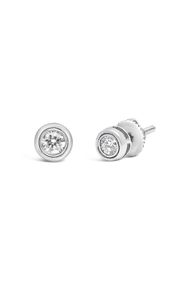Haus of Brilliance Silver 1/5 Ct Lab-Grown Diamond Modern Bezel- Stud Earring, Alternate, color, White