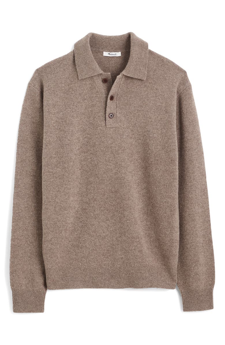 Madewell Merino Wool Polo Sweater, Alternate, color, Heather Grey