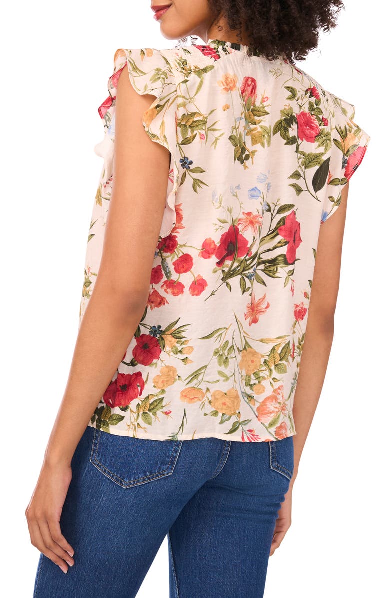 Halogen<sup>®</sup> Smocked Flutter Sleeve Top, Alternate, color, Lollipop Floral