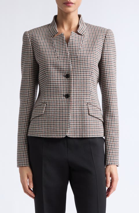 Houndstooth Stand Collar Jacket