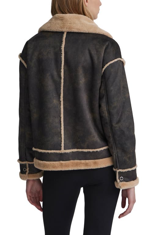 Nvlt Faux Fur Trim Faux Suede Biker Jacket In Gold