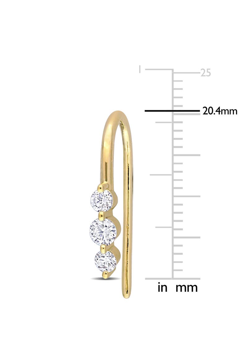 Lab-Grown Diamond 3-Stone Earrings, Alternate, color, Gold Plated Sterling Silver