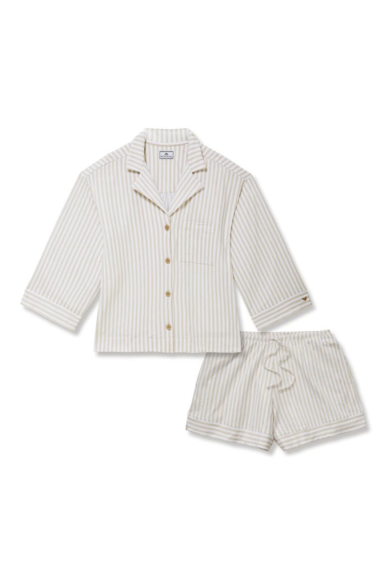 Olivia Stripe Pima Cotton Short Pajamas, Alternate, color, BEIGE