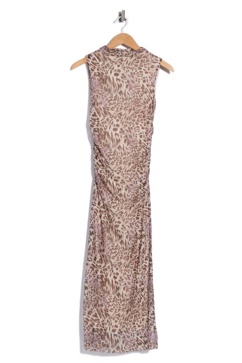 Funnel Neck Ruched Maxi Dress, Main, color, TAUPE COMBO