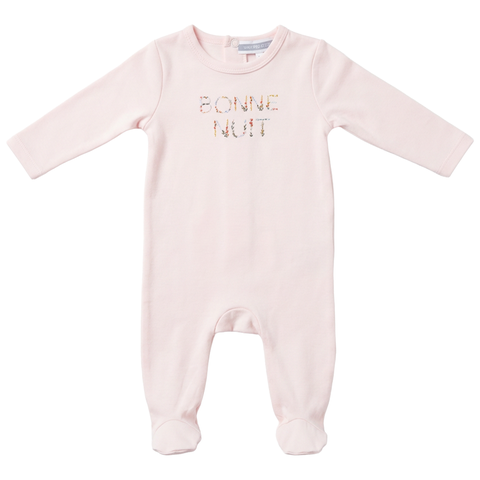 Girl Bonne Nuit Cotton Spandex Snap Back Romper (Baby)