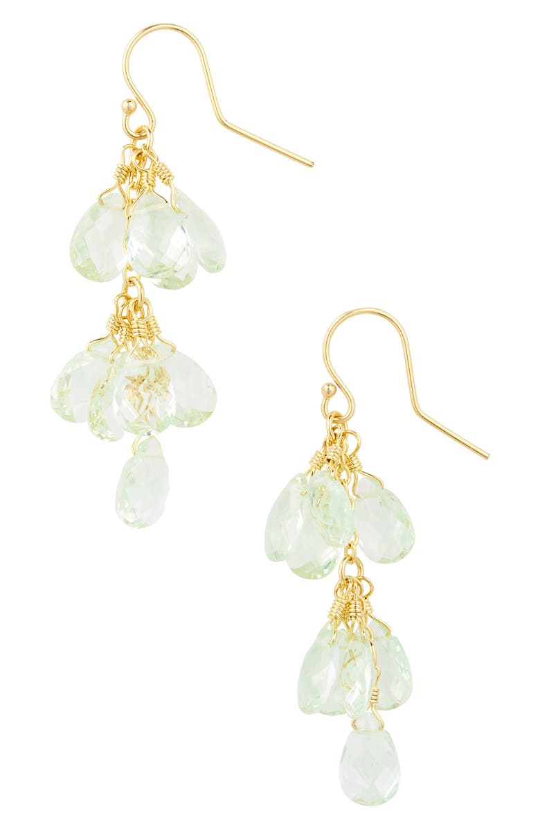 Kiara by Ki-Ele Elana Sage Quartz Drop Earrings, Main, color, Gold/ Sage
