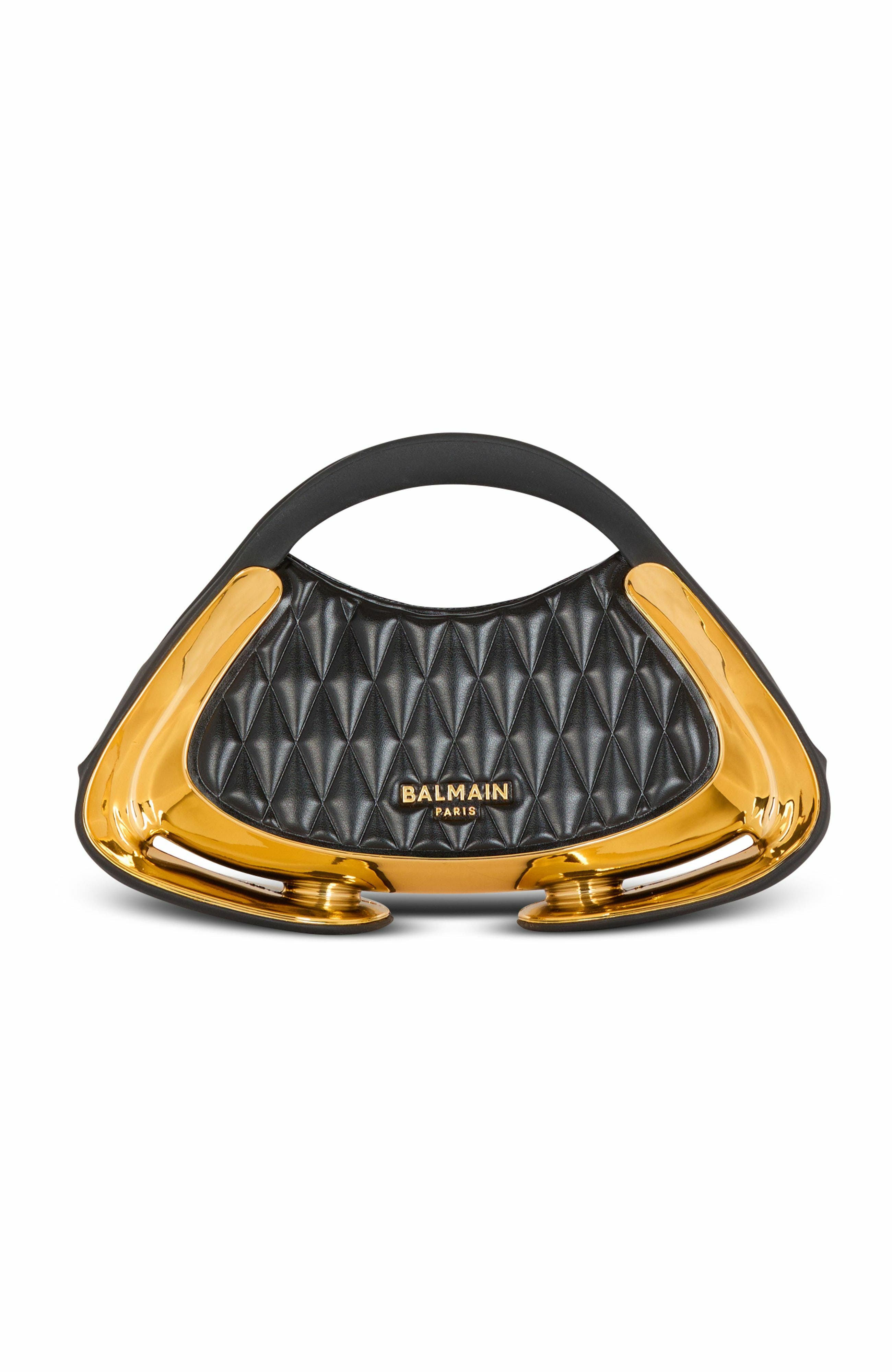Balmain Quilted Small Jolie Madame Bag, Main, color, Black