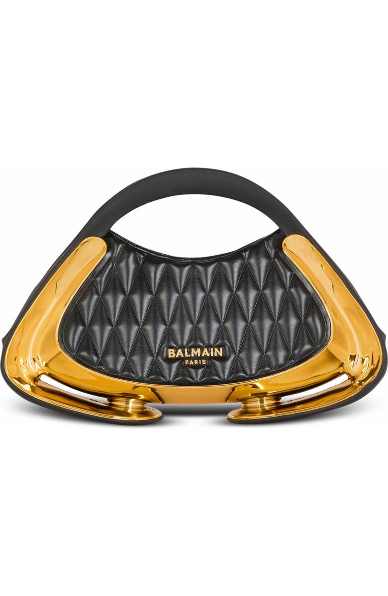 Balmain Quilted Small Jolie Madame Bag, Main, color, Black