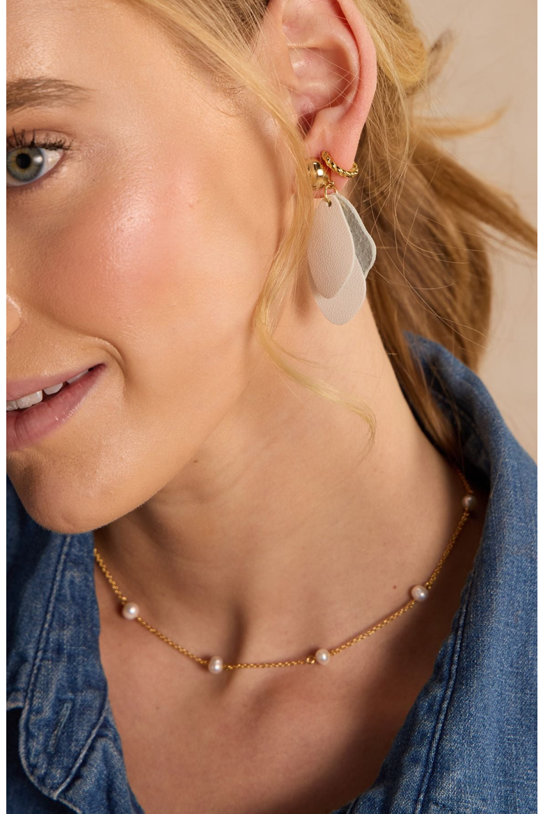 Weston Leather Earrings, Alternate, color, Cream / Silver