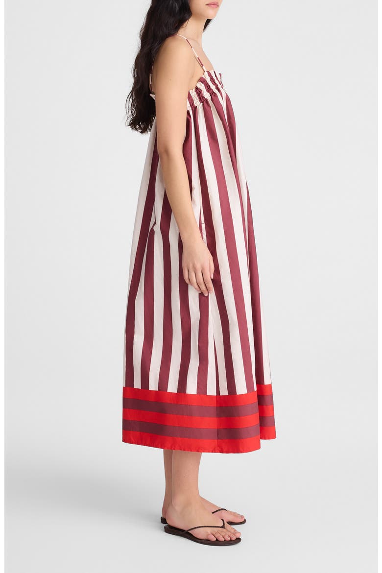 Stripe Ruffle A-Line Maxi Dress, Alternate, color, DUSTY MERLOT