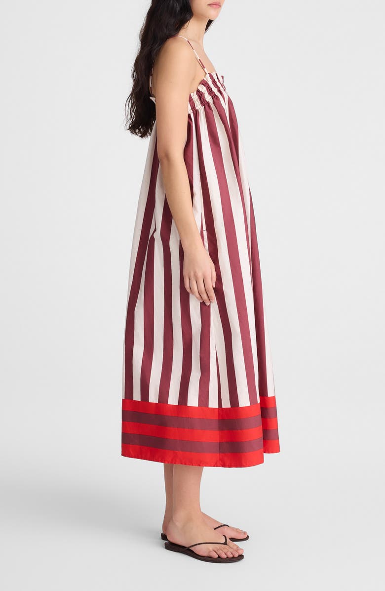 Madewell Stripe Ruffle A-Line Maxi Dress, Alternate, color, Dusty Merlot