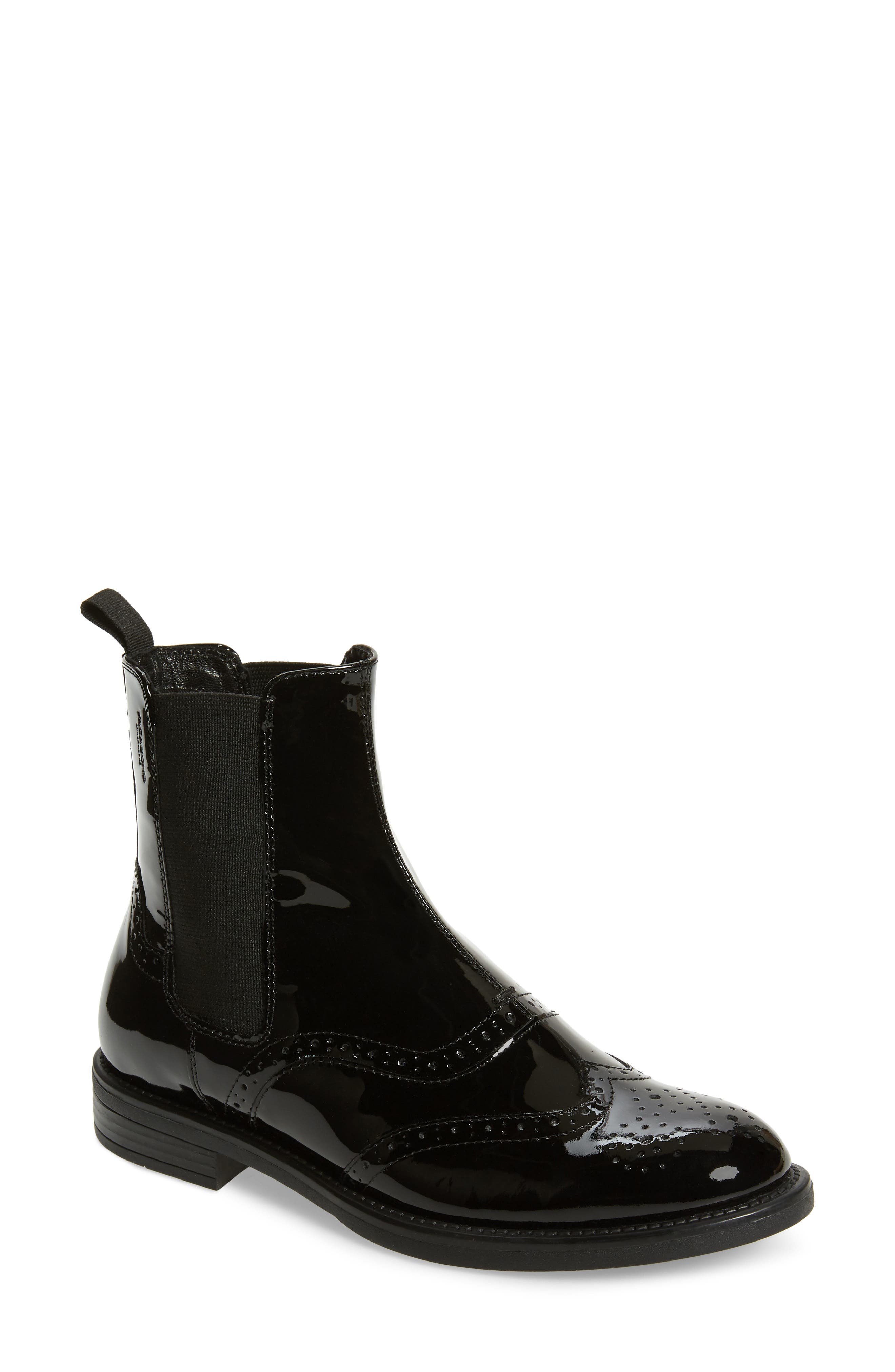 Amina Chelsea Bootie, Main, color, BLACK/BLACK LEATHER