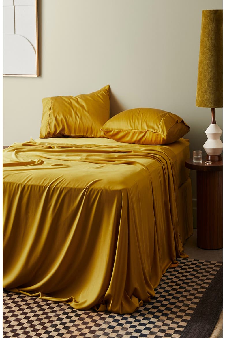 Signature Sateen Sheet Set, Alternate, color, SAFFRON