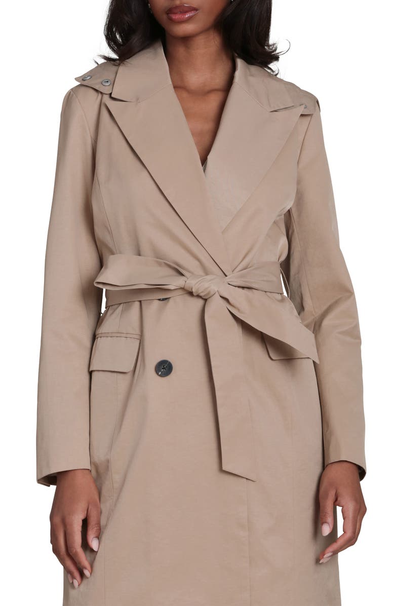 Avec Les Filles Hooded Blazer Trench Coat, Alternate, color, Khaki