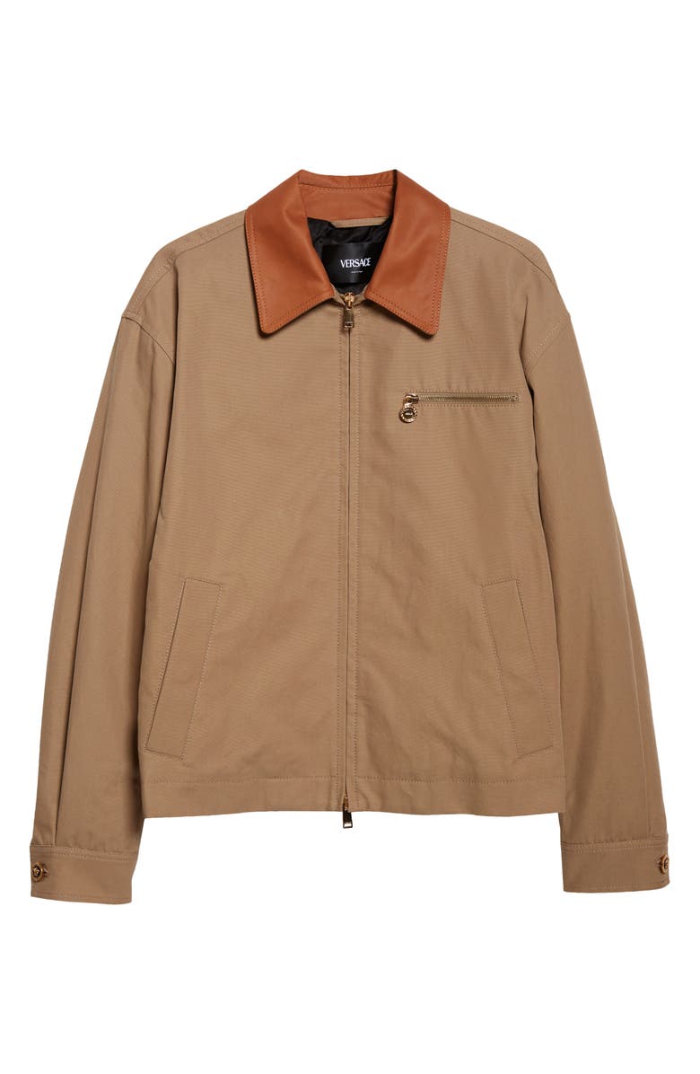 Versace Cotton Canvas Jacket, Main, color, Warm Beige
